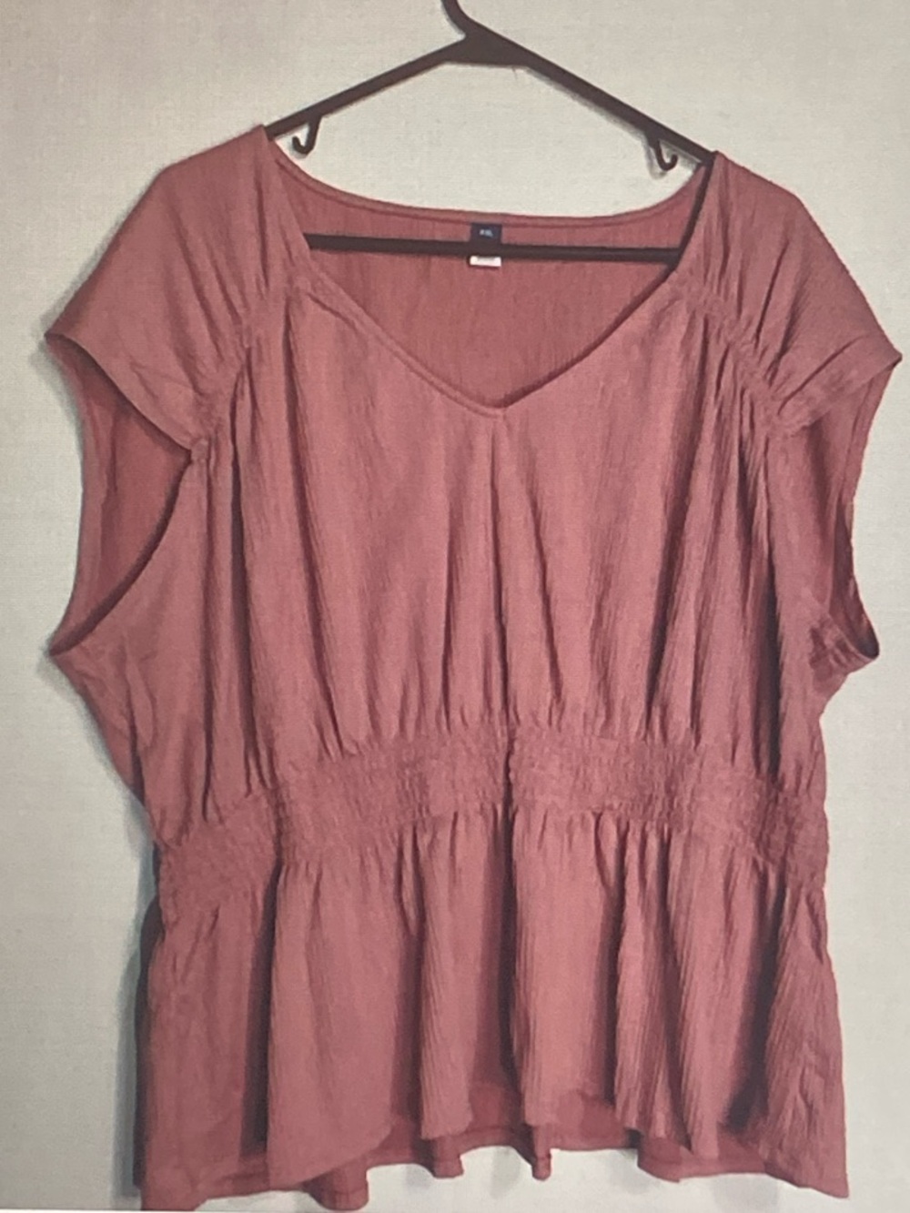 Old Navy Dusty Rose V-Neck Smocked-Waist Blouse